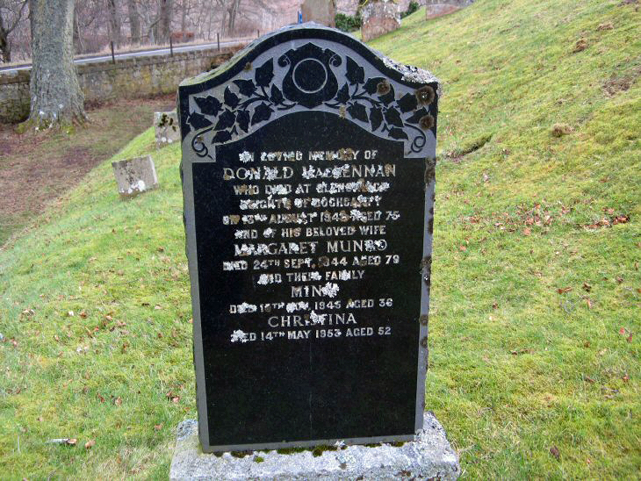 Photo of headstones/Donald MacLennan died 1946 MI Fodderty